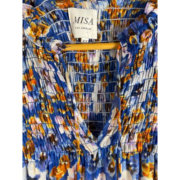 Misa Los Angles Alia Smocked Dress in Blue Pansy Size‎ XS - Picture 8 of 12